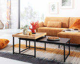 Sofaborde, sæt af 2 stk., moderne stil, sort og naturfarvet