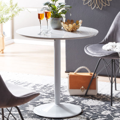 Lille spisebord i minimalistisk skandi-look, 75x75x74 cm, hvid højglans