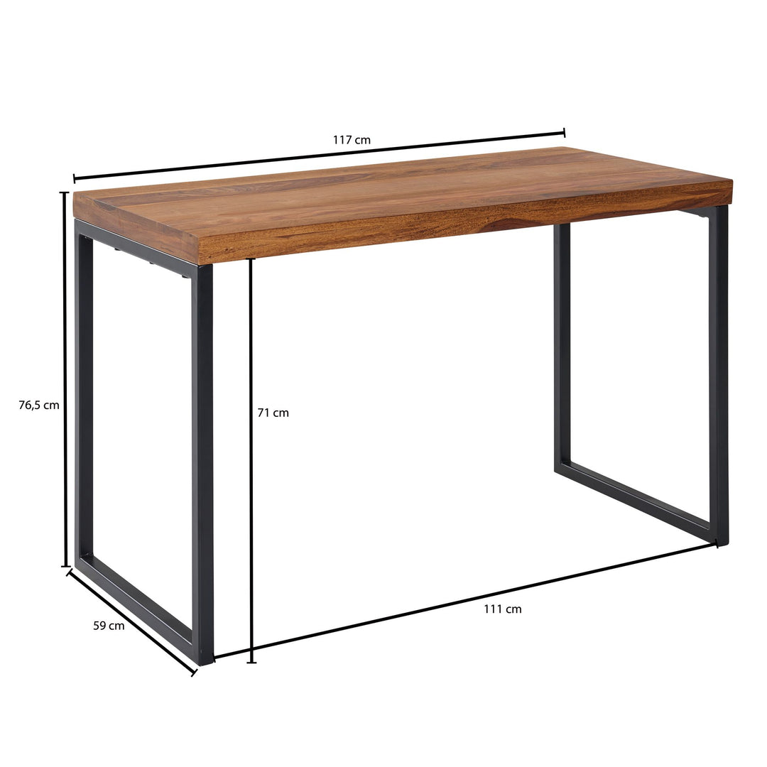 Skrivebord i massivt træ / metal 11,7x59x76,5 cm, brun