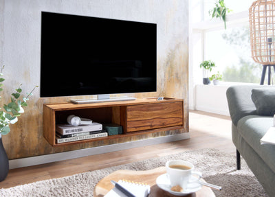 Stilfuldt TV-bord i massivt sheesham-træ, 108x25x34 cm, brun