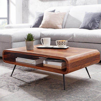 Flot og funktionelt sofabord i massivt sheesham-træ med opbevaringsplads, 90x55x30 cm