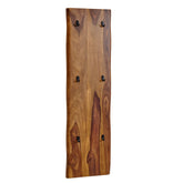 Knagerække / garderobevægpanel til entréen, massivt træ / metal, 40x140x7 cm, brun
