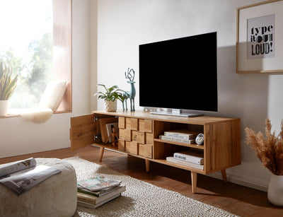 Elegant TV-bord i massivt sheesham-træ med to låger, 160x51x40 cm