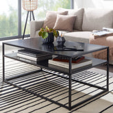 Sofabord i trendy industrielt look, metal, 100x60x45 cm, sort
