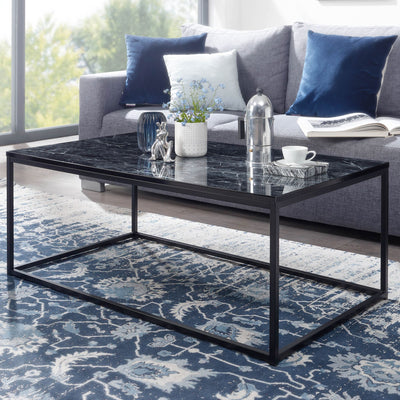Sofabord med marmorlook,  100x60x40 cm, sort