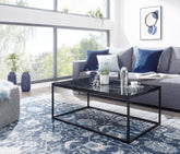 Sofabord med marmorlook,  100x60x40 cm, sort