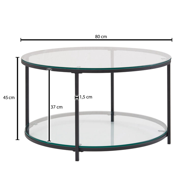 Moderne sofabord i glas/metal, 80x80x45 cm