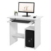 Computer Skrivebord Lille studie arbejdsstation Skrivebord med glidende tastatur 2 Hylder til små rum, let montering 80 x 48 x 74 cm hvid - Lammeuld.dk