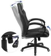 Racing stol kontorstol gaming stol udøvende stol drejelig stol PU sort - Lammeuld.dk