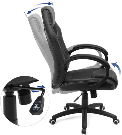 Racing stol kontorstol gaming stol udøvende stol drejelig stol PU sort - Lammeuld.dk