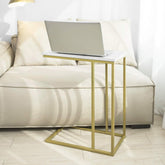 Sofabord i glam-stilen, bordplade med marmor-effekt og guldfarvede ben