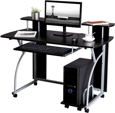 Computerbord med hjul og tastaturudtræk; 120 x 59 x 90 cm - Lammeuld.dk