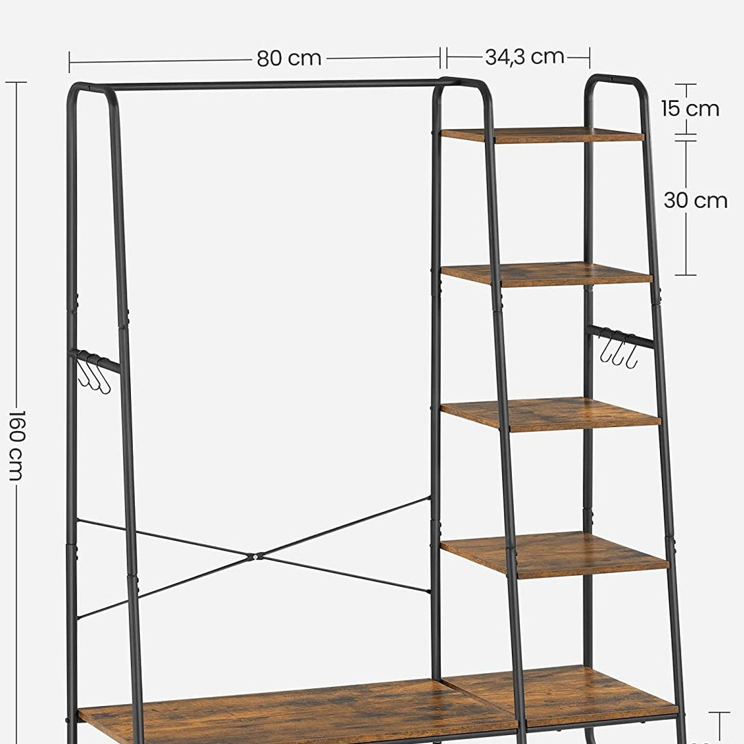 Industrielt tøjstativ, 45x120x160 cm, retro brun