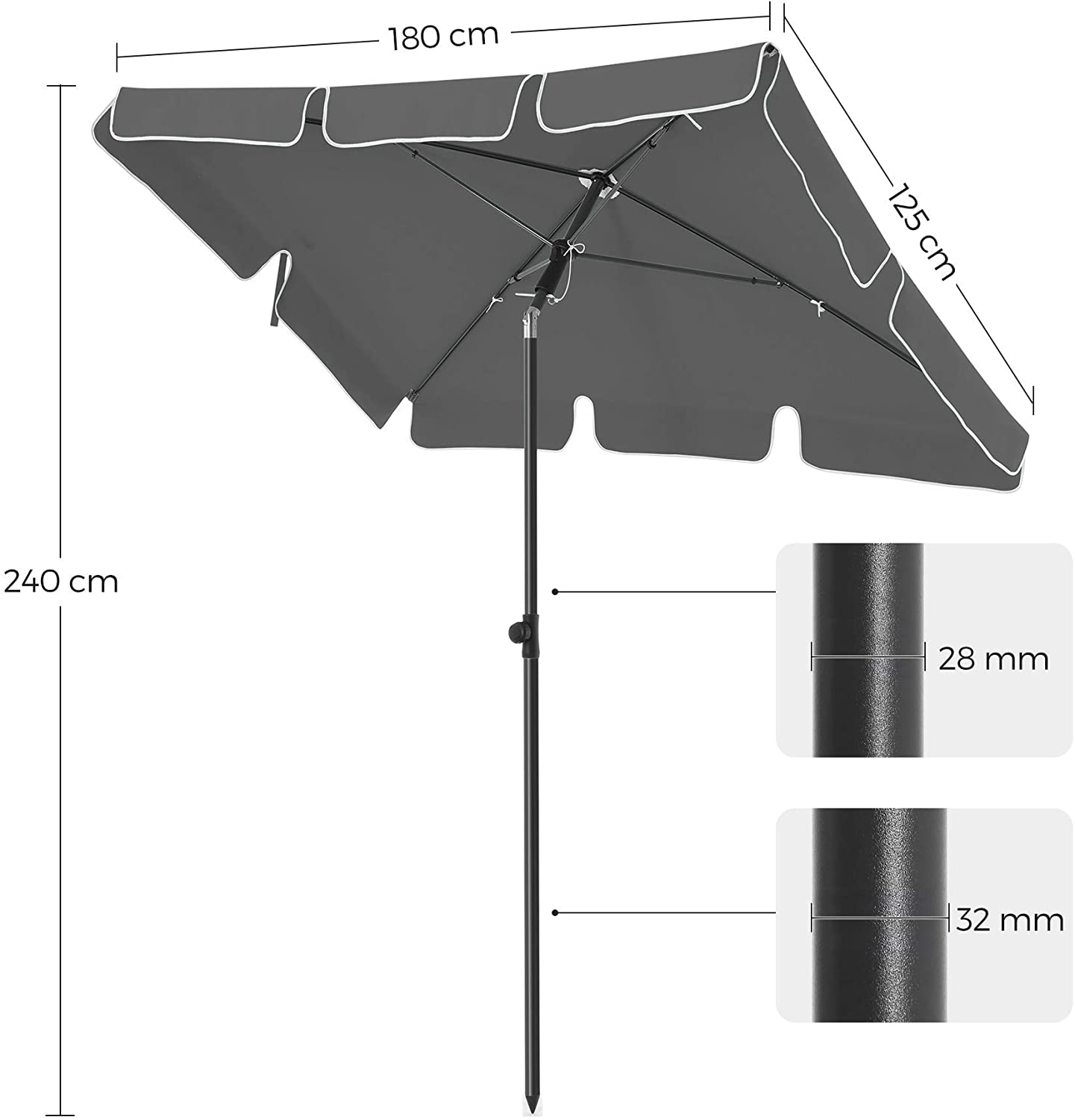 Parasol til terrassen, grå