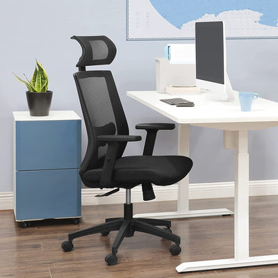 Kontorstol, ergonomisk computerstol, justerbar lændestøtte og nakkestøtte
