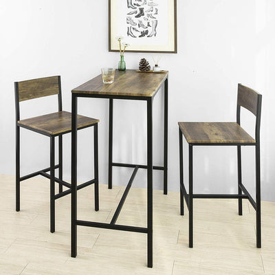 Barbordssæt med bord og 2 stole, mørkebrun