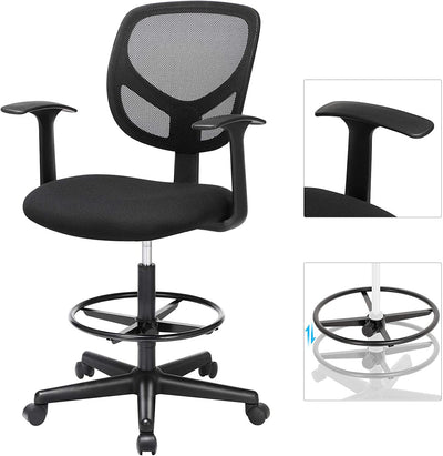 Ergonomisk kontorstol med armlæn, belastning 120 kg, sort