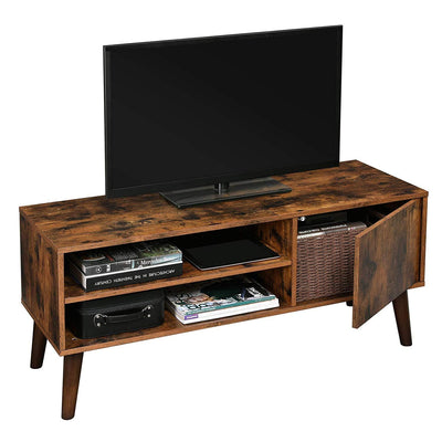 a wooden entertainment center with a television set 