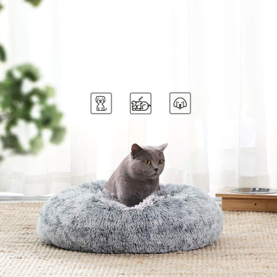 Cirkulær seng til hunde/katte, grå