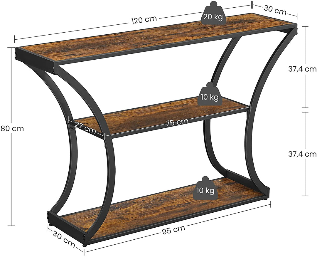 Konsolbord med buede sider, brun