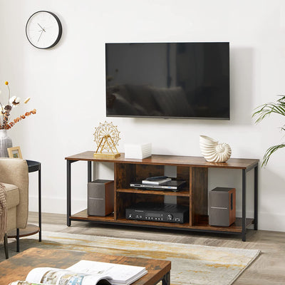 TV-bord med åbne rum, 135 x 40 x 50 cm, brun