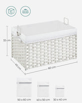 Dekorativ opbevaringskasse, L60 x B40 x H33 cm, hvid