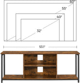 TV-bord med åbne rum, 135 x 40 x 50 cm, brun