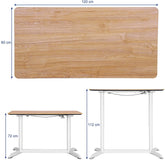 Skrivebord, hvor højden kan justeres fra 72-112 cm, naturfarvet