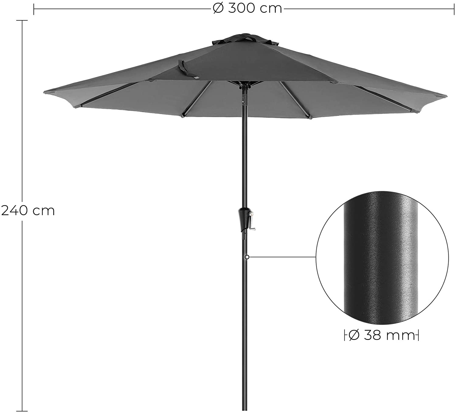 Parasol til terrassen, grå