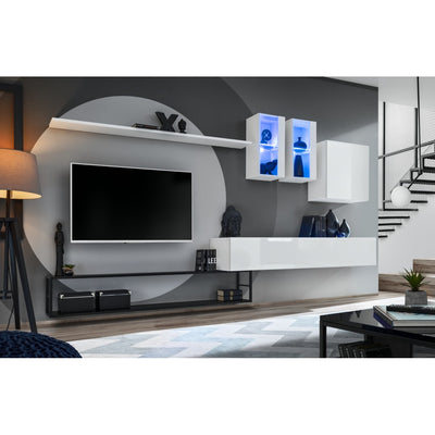 TV-bord til vægophæng, RTV 1 hvid/blank hvid, Bredde: 180cm