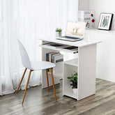 Computer Skrivebord Lille studie arbejdsstation Skrivebord med glidende tastatur 2 Hylder til små rum, let montering 80 x 48 x 74 cm hvid - Lammeuld.dk