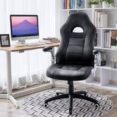Racing Office Swivel stol med 79 cm høj rygjusterbar armlæn og vippe funktion skrivebord computer stol PU, sort + grå + hvid - Lammeuld.dk