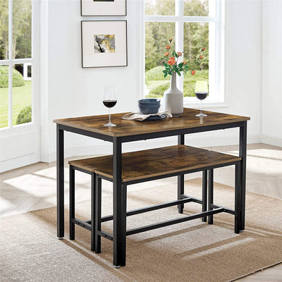 Spisebordssæt, bord med 2 bænke, 110 x 70 x 75 cm, brun