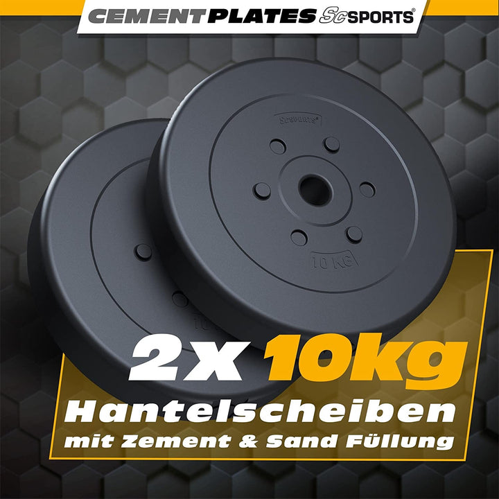 Vægtsskiver - Sæt 20 kg (2x10 kg), 30/31 mm hul, plast, sort