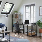Skrivebord med 2 hylder, 120 x 60 x 75 cm, greige og sort