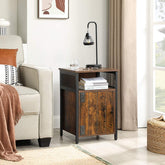 Sidebord / natbord med skab og hylde, 40 x 40 x 60 cm, brun