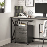 Robust kontorskab / arkivskab med hjul, plads til hængemapper, grå og sort