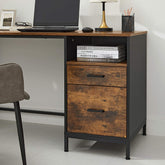 Skrivebord med arkivskab, industrielt look, vintage brun