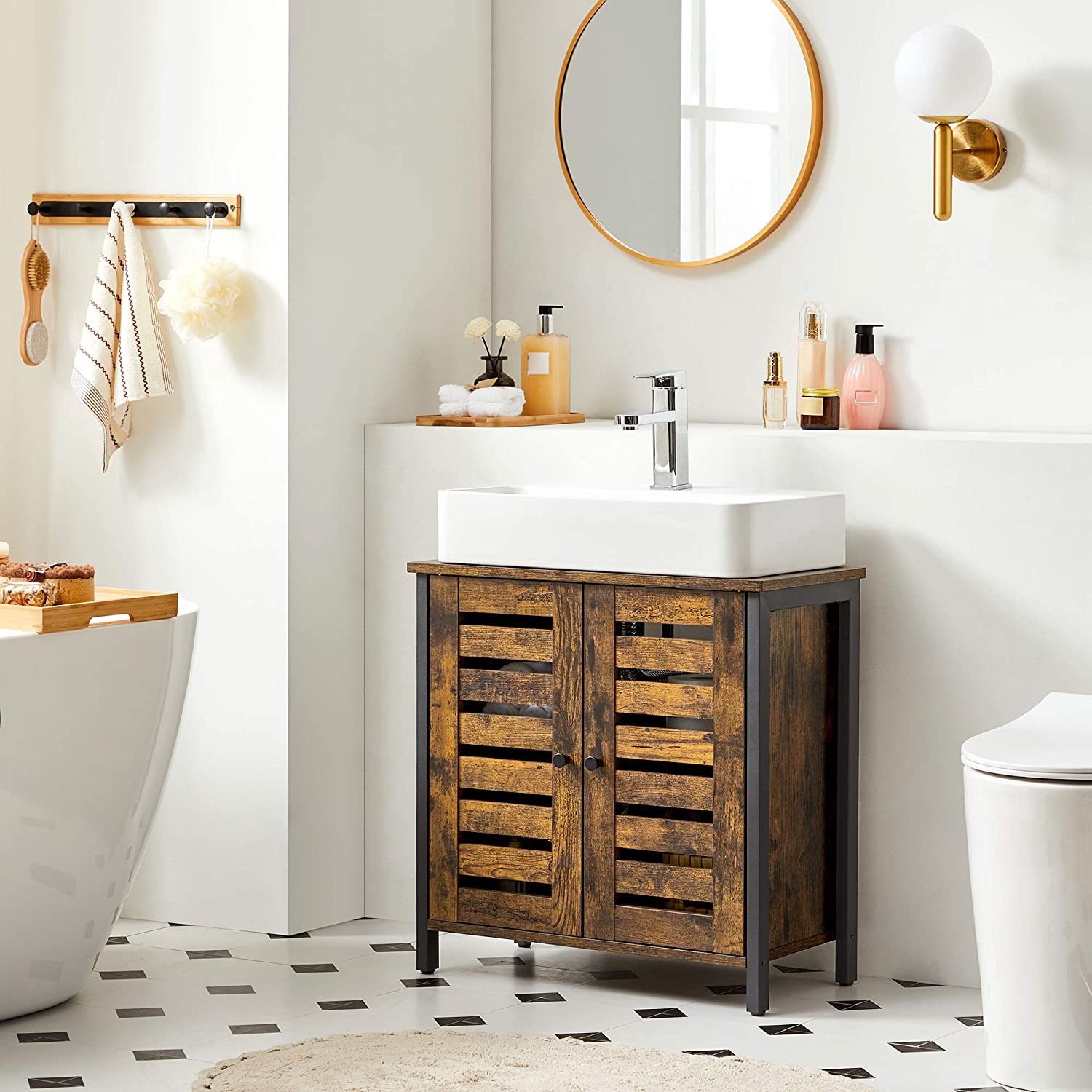 Brunt underskab til håndvask i retro-look med klassisk design til badeværelse