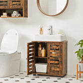 Skab med plads til vask til badeværelset i retro-look, brun