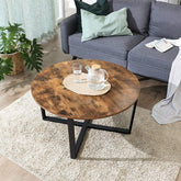 Rundt sofabord med holdbar metalramme, til stue eller soveværelse 