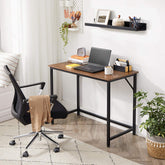 Robust skrivebord, 100 x 50 x 75 cm , hasselnøddebrun og sort