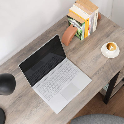 Skrivebord / computerbord, L-formet, grå og sort