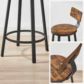 Sæt x 2 barstole / køkkenstole med metalramme, industrielt look, vintage brun og sort