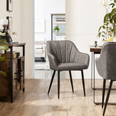 Spisebordsstol i kunstlæder, smukt vintage / art deco look, grå