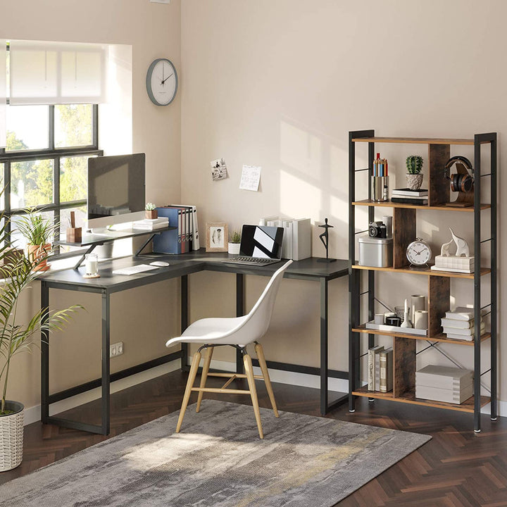 Hjørneskrivebord / computerbord, L-formet, sort