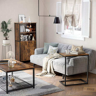Sidebord til seng eller sofa, 55 x 35 x 66 cm, sort og brun