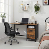 Skrivebord med arkivskab, industrielt look, vintage brun