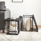 Sæt med 2 x sofaborde/sideborde, stålramme, sort