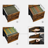 Mobilt arkivskab, til A4-dokumenter og hængemapper, 37 x 45 x 59 cm, brun og sort